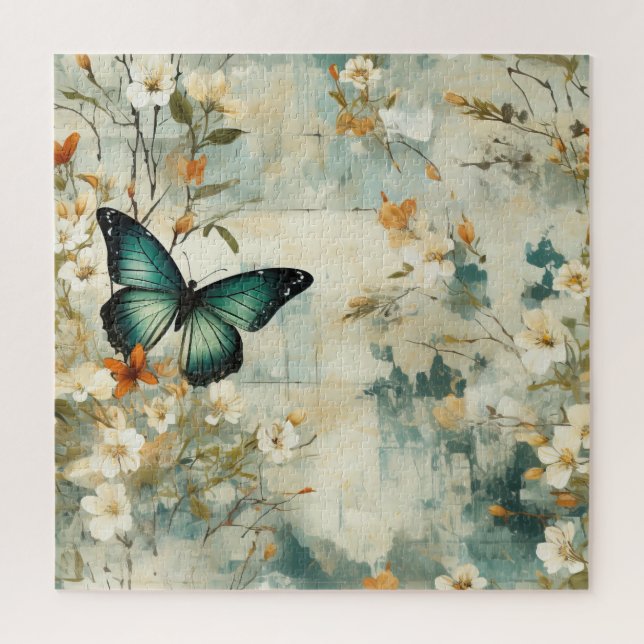 Farbige Vintage Schmetterlinge und Blume (6) Puzzle (Vertikal)