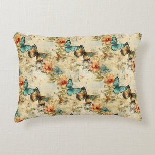 Farbige Vintage Schmetterlinge und Blume (8) Dekokissen