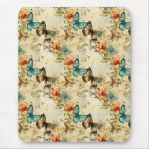 Farbige Vintage Schmetterlinge und Blume (8) Mousepad
