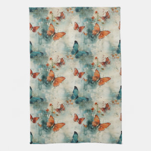 Farbige Vintage Schmetterlinge und Blume (9) Geschirrtuch