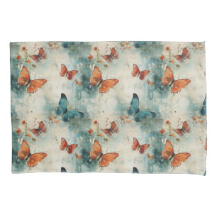 Farbige Vintage Schmetterlinge und Blume (9) Kissenbezug
