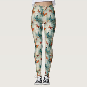 Farbige Vintage Schmetterlinge und Blume (9) Leggings