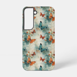 Farbige Vintage Schmetterlinge und Blume (9) Samsung Galaxy Hülle
