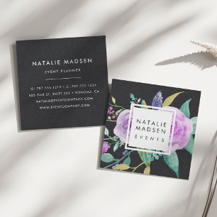 Farbige Violette Schwarz Quadratische Visitenkarte