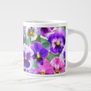 Farbige Violetten Pansy Blume Muster Jumbo-Tasse
