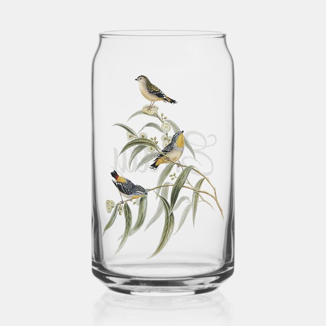 Farbige Vögel auf einem Baumzweig Dosenglas (Vorderseite)