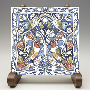 Farbige Vögel & Blumen Arts and Crafts Fliese