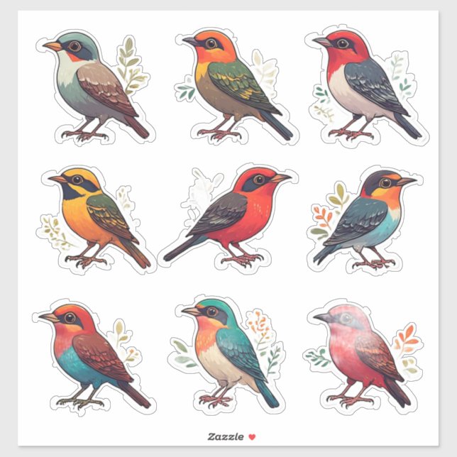 Farbige Vogel-Charakter-Sticker-Set-Sammlung 🐦 Aufkleber (Blatt)