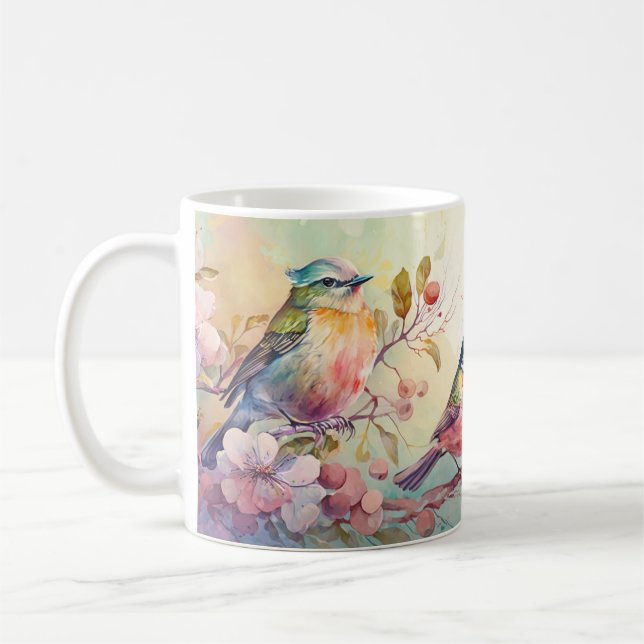 Farbige Vögel Kaffeetasse (Links)