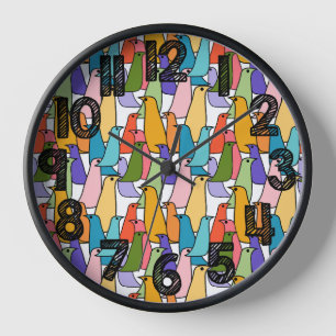Farbige Vögel  Uhr