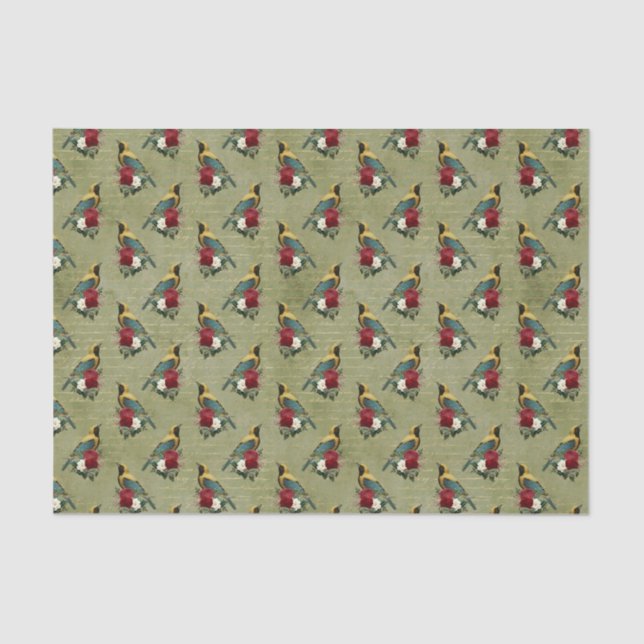 Farbige Vögel und Blume Seidenpapier (Vorderseite)