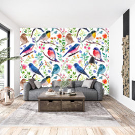 Farbige Vogelarten und Muster für Blume Tapete