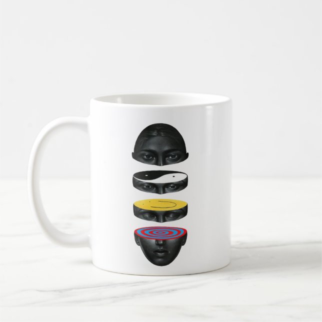 Farbige, voneinander getrennte Gesichter Kaffeetasse (Links)