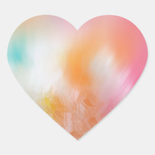 Farbige Vorlage Abstrakt Rosa Gelb Blau Herz-Aufkleber