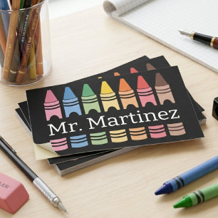 Farbige Wachsmalstift-Lehrer-Name-Klassenzimmer-De Rechteckiger Aufkleber