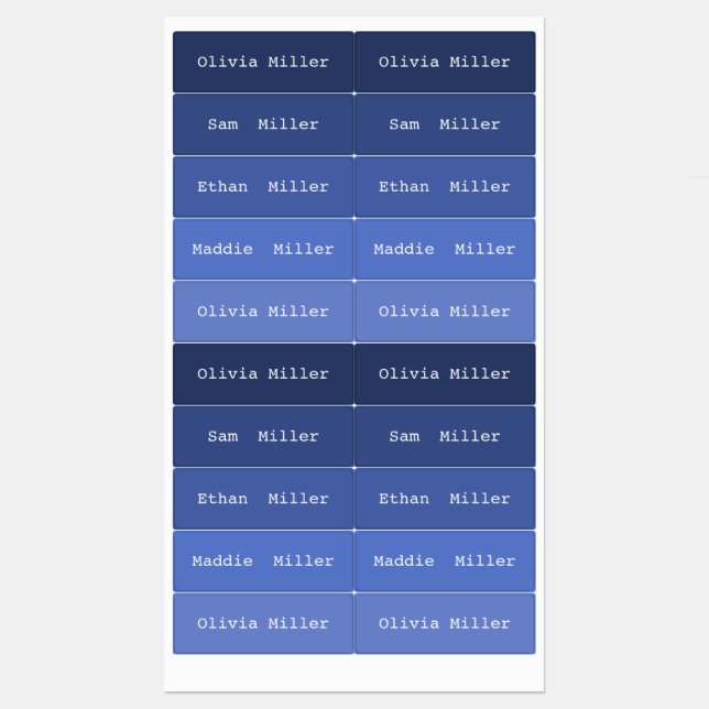 Farbige, wasserdichte Namensschilder für die Schul Etiketten (Blatt)