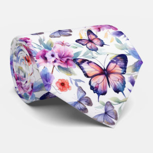 Farbige Wasserfarb-Schmetterlinge Blumenmuster Krawatte
