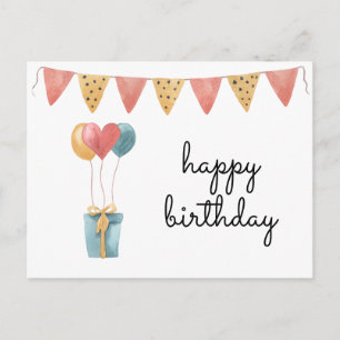 Farbige Wasserfarbe Alles Gute zum Geburtstag  Postkarte