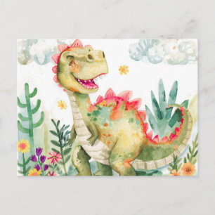 farbige Wasserfarbe-Dinosaurier-Postkarten Postkarte