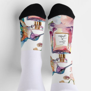 Farbige Wasserfarbe Hummingbird & Parfüm Floral S Socken