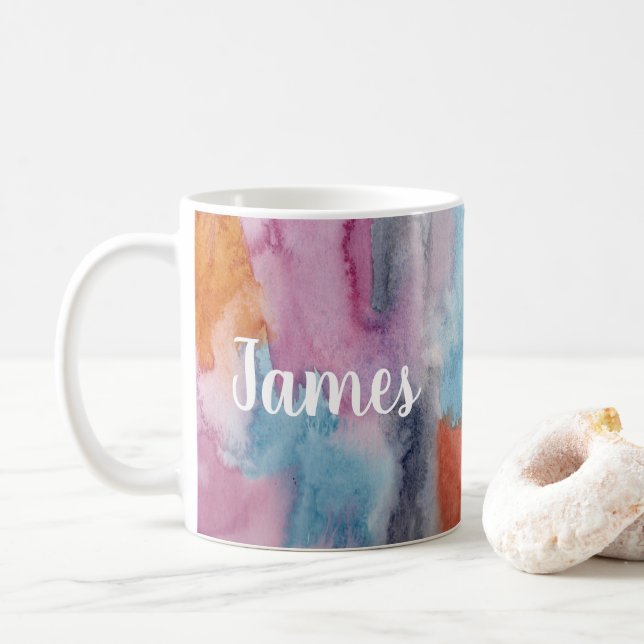 Farbige Wasserfarbe Kaffeetasse (Mit Donut)