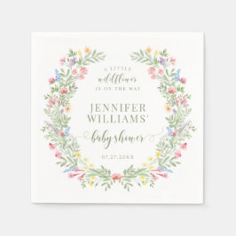 Farbige Wasserfarbe kleine Wildblume Babydusche Serviette