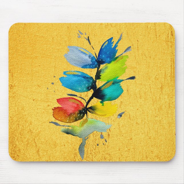 Farbige Wasserfarbe lose abstrakt blumenreich Mousepad (Vorne)