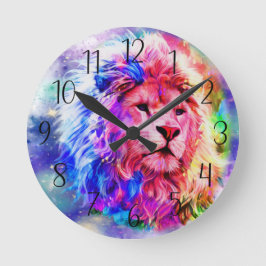 Farbige Wasserfarbe - Löwenuhr Runde Wanduhr