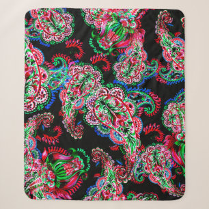 Farbige Wasserfarbe Paisley-Blumenillustration pa Sherpadecke