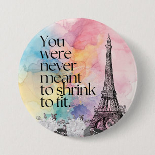 Farbige Wasserfarbe Paris Eiffelturm Zitat Kunst Button