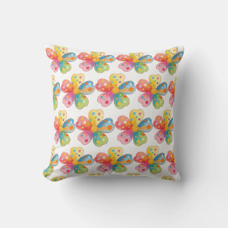 Farbige Wasserfarbe-Polka-Punkt-Blume Kissen