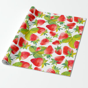 Farbige Wasserfarbe Rote Erdbeeren Geschenkpapier