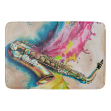 Farbige Wasserfarbe Saxophon Splash