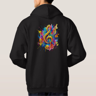 Farbige Wasserfarbe Violinschlüssel Hoodie - Rücks