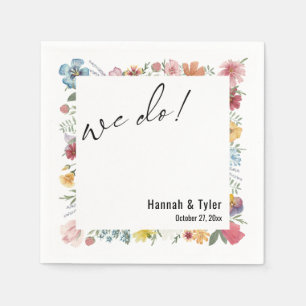 Farbige Wasserfarbe Wildblumen Wir tun Typografie Serviette