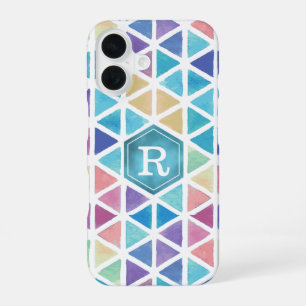 Farbige Wasserfarben-Abstrakte Geometrische Monogr iPhone 16 Hülle