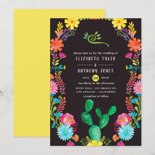 Farbige Wasserfarben-Blumen-Mexikanische-Fiesta-Ho Einladung