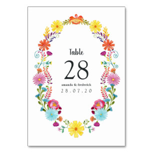 Farbige Wasserfarben-Blumen-Mexikanische-Fiesta-Ho Tischnummer