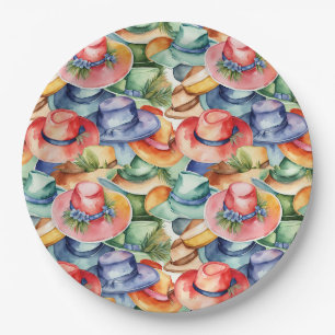 Farbige Wasserfarben-Cowboyhüte – Western-Stil Ar Pappteller