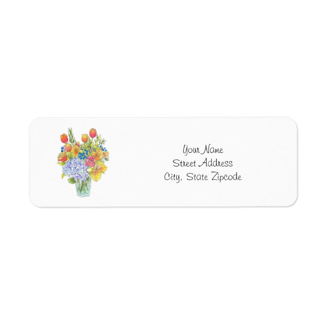 Farbige Wasserfarben, Feder & Tinte Blumenbouquet (Vorne)