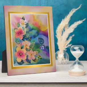 Farbige Wasserfarben-Frühlingszweig mit Blumen Fotoplatte