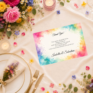 Farbige Wasserfarben-Hochzeit Dankeskarte