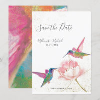 Farbige Wasserfarben - Hummingvögel Save the Date