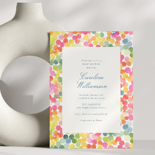 Farbige Wasserfarben-Konfetti-Moderne Babyparty Einladung