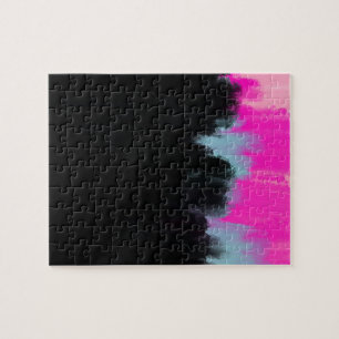 Farbige Wasserfarben-Pinselstriche Neon-Abstrakt Puzzle