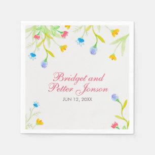 Farbige Wasserfarben Sommerliche Blume Serviette