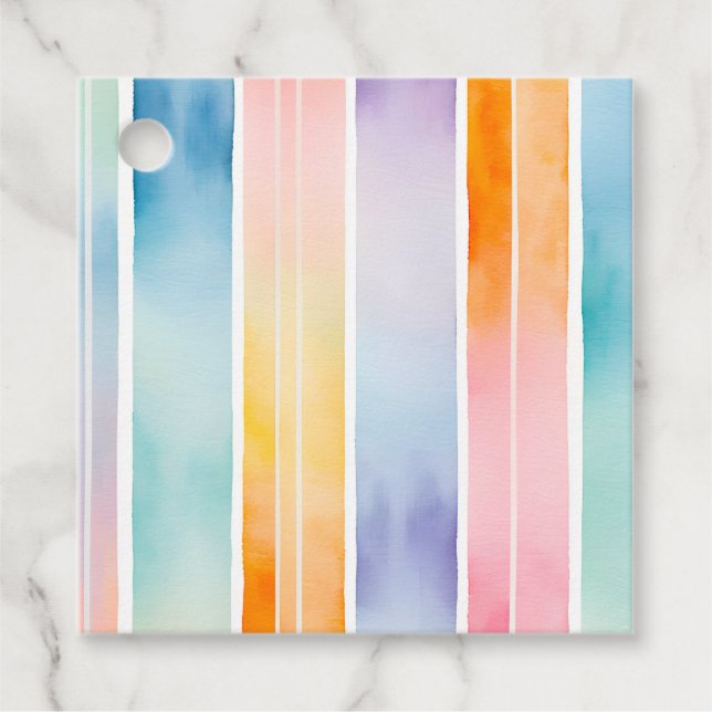 Farbige Wasserfarben Streifen - Geschenkartikel Geschenkanhänger (Vorderseite)