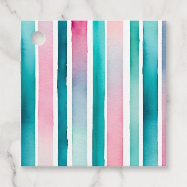 Farbige Wasserfarben Streifen - Geschenkartikel Geschenkanhänger (Vorderseite)