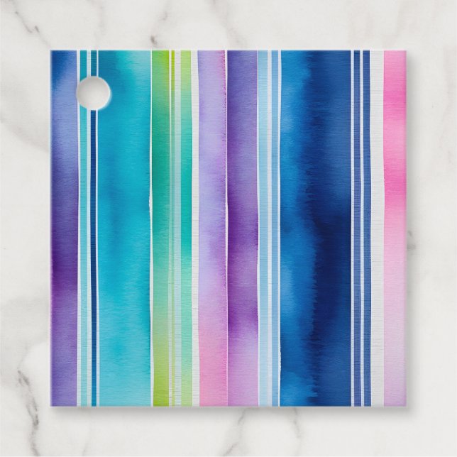 Farbige Wasserfarben Streifen - Geschenkartikel Geschenkanhänger (Vorderseite)