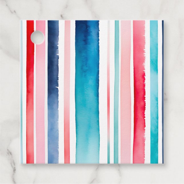 Farbige Wasserfarben Streifen - Geschenkartikel Geschenkanhänger (Vorderseite)